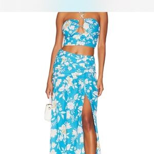 MINKPINK blue multi skirt set